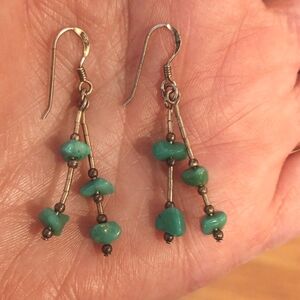 STERLING GREEN STONE EARRINGS